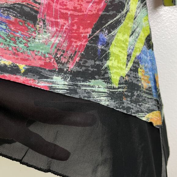 Jess and Jane Size Large Tunic Top Womens Shirt Burnout Abstract Art Multi Mesh - Picture 9 of 10